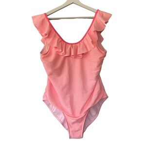 Lime Ricki Ruffle Straps One Piece Swimsuit Seersucker Pink Women’s Size 2X